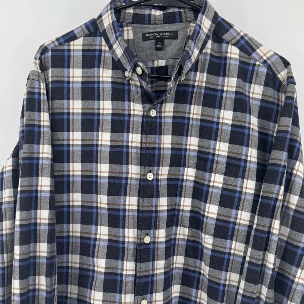 Banana Republic Luxe Flannel Shirt XL Plaid Button Down‎ Long Sleeve - Picture 2 of 9